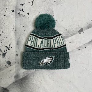 eagles poof knit beanie